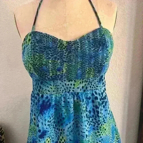 Jessica Simpson Blue and Green High Low Dress - Picture 4 of 12